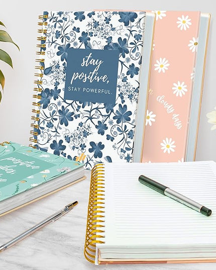 Hardcover Spiral Journal, 10.25" x 7.25", 300 Pages Large College Ruled Notebook for Women, Ideal for Writing, Journaling, Note-Taking, Work, School