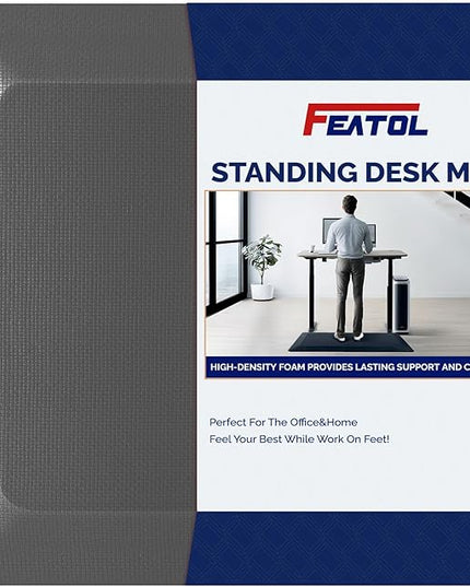 FEATOL Anti Fatigue Mat for Standing, 9/10 Extra Thick Ergonomic Standing Desk Mat, Comfort & Durable Memory Foam Standing Mat at Home,Office All Day (20" x 59", Grey, 1PC)
