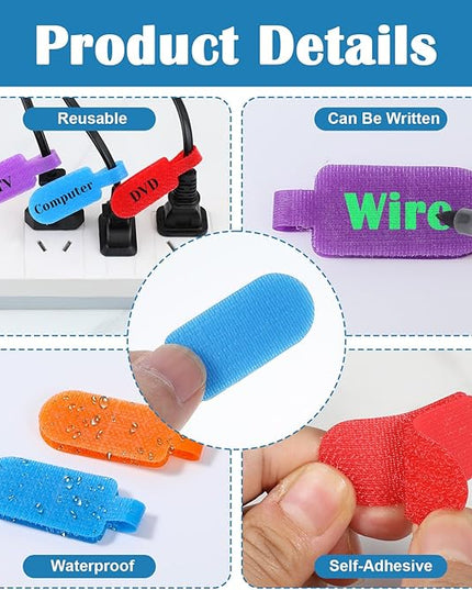 30 Pcs Cable Labels, Multi-Color Write-On Reusable Cord Labels Tags for Wire Management Identification, Nylon Cord Label for Computer Electronic Charging Cables Organization (6 Colors)