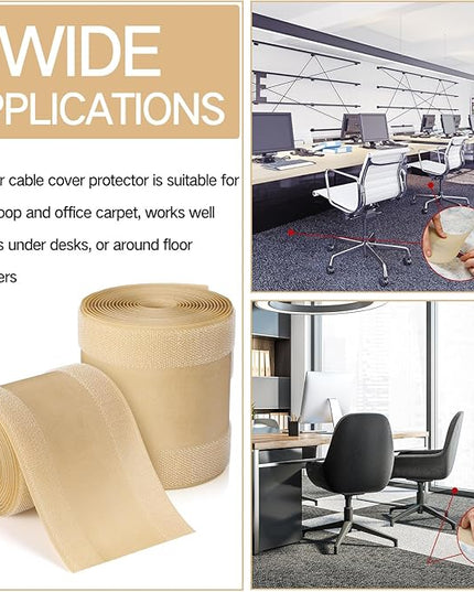 WILLBOND Carpet Cord Cover Cable Protector Floor Cover Cable Protector Management Only for Commercial Office Carpet(98.43 ft,Khaki)
