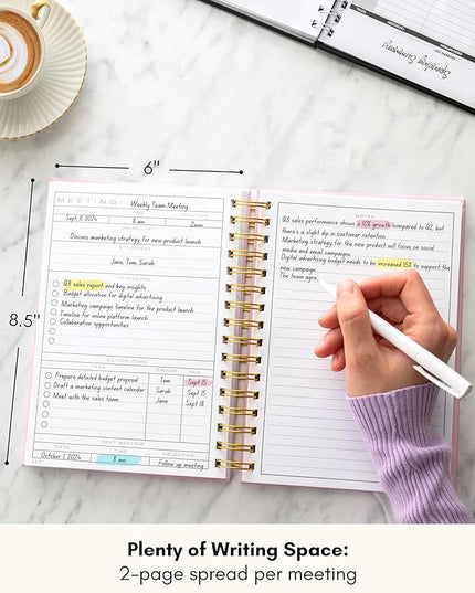 Lamare Meeting Notebook for Work Organization – Perfect Work Notebook for Note Taking & Meeting Planner for Productivity