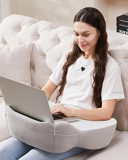 cooloo8 Lap Desk, Laptop Lap Desk Lap Desk with Cushion, Laptop Pillow for Lap, Portlands Portable Desk Pad, Gaming Pillow Work Pillow for Bed, Couch, Car(Ash Gray)