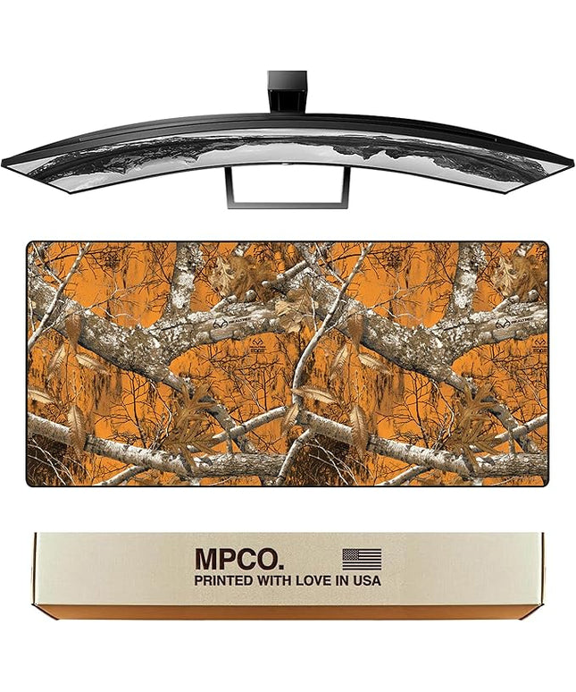 MPCO. Real Tree Large Gaming Desk Pad - 36" x 17" Aeroglyde Fabric Edge Orange – Without Logo Desk Mats - Non-Slip, Washable, Smooth Glide for Precision Gaming & Work