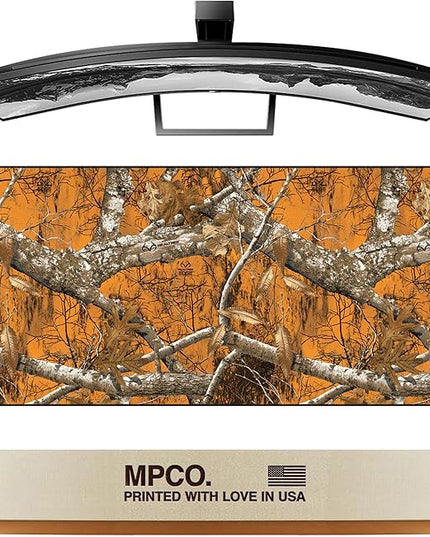 MPCO. Real Tree Large Gaming Desk Pad - 36" x 17" Duraglyde Fabric Edge Orange – Without Logo Desk Mats - Non-Slip, Washable, Smooth Glide for Precision Gaming & Work