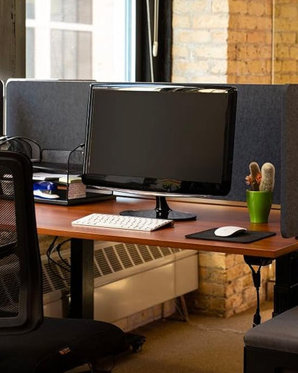 Stand Up Desk Store ReFocus Raw Clamp-On Acoustic Desk Divider Mounted Privacy Panel to Reduce Noise and Visual Distractions (Anthracite Gray, 47.25" x 16")