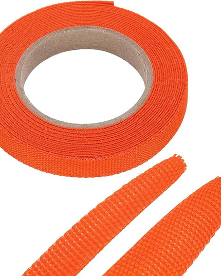 MECCANIXITY Braided Cable Sleeves Heat Shrinkable Fabric Sleeving, 5/16" 16ft Orange 2:1 Ratio Heat Shrinkable Cord Protector for Harness Cable, Network Cable Protection, Cable Management
