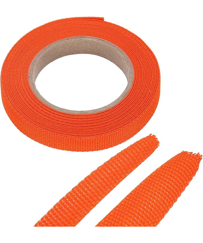 MECCANIXITY Braided Cable Sleeves Heat Shrinkable Fabric Sleeving, 5/16" 16ft Orange 2:1 Ratio Heat Shrinkable Cord Protector for Harness Cable, Network Cable Protection, Cable Management