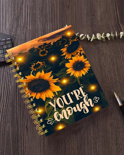 iampanda Spiral Journal Notebook,Strong Twin-Wire Binding with Premium Paper for Girl Women,60 Sheets A5 College Ruled Notebook/Journal,Perfect for School Office Home Gifts,Sunset Sunflower