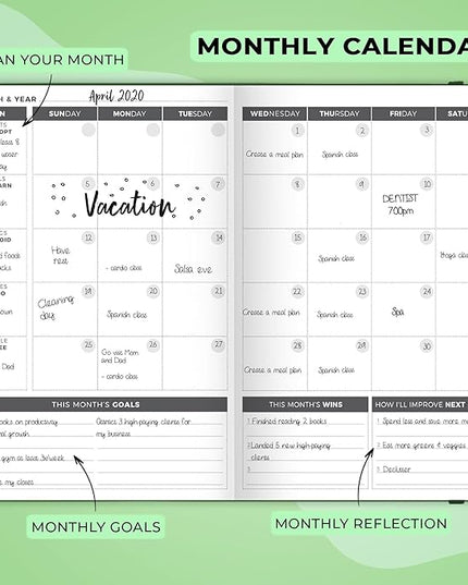 Clever Fox Planner – Undated Weekly & Monthly Planner for Productivity, Time Management & Goals – Organizer Journal – A5 (Dark Green)