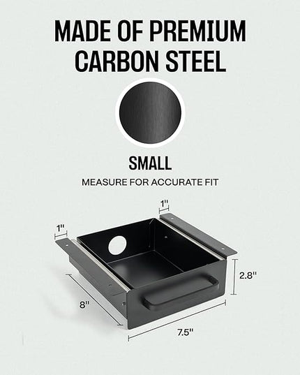 Under Desk Drawer Slide Out Attachment - Carbon Steel Undermount Table Drawer with Cable Management, Pull Out Add-On Storage for Office & Standing Desks (7.5" x 8" x 2.8")