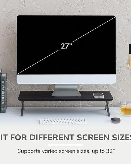 Anji Mountain Monitor Stand - Desktop Organizer & Laptop Riser, Ergonomic Monitor Riser, Space-Saving Monitor Stand for Desk, Durable Construction, Easy Assembly, Ideal for Home & Office,Black