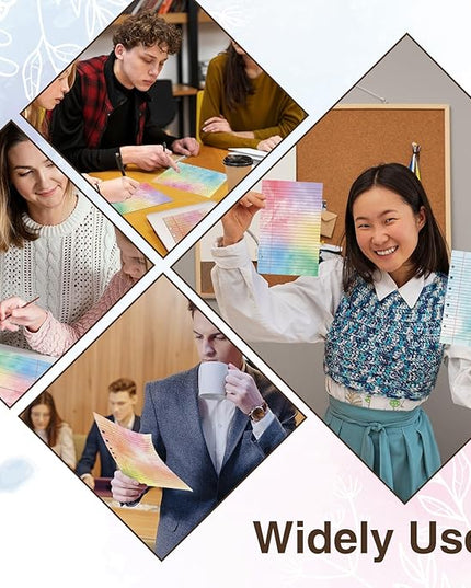 100 Sheet 5.5" x 8.5" Colored Loose Leaf Paper Half Letter Lined Paper 7 hole punched Wide Ruled Paper Refills College Ruled Notebook Paper Watercolor 80GSM For 3 Or 7 Ring Binders