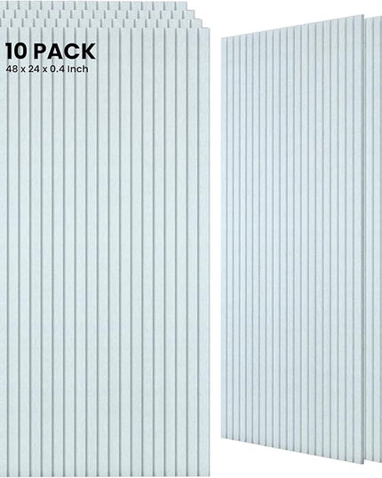 10 Pack Large Acoustic Panels,48 x 24 x 0.4 Inch Sound Proof Foam Panels for Walls，Premium Noise Dampening Panels,Sound Panels for Media Room, Office and Studio,White