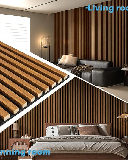Art3d 2-Pack 48" x 24" Acoustic Wood Panels for Wall, Soundproof Wood Slat Panel for Wall and Ceiling, 3D Fluted Sound Absorbing Paneling for Interior Wall Decor, Living Room, Bedroom - Teak