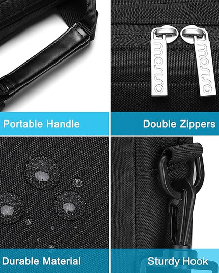 MOSISO Laptop Shoulder Bag 15.6 inch, 15-15.6 inch Computer Bag Compatible with MacBook Pro 16 inch, HP, Dell, Lenovo, Notebook with 2 Raised&1 Flapover&1 Horizontal Pocket&Handle&Belt, Black