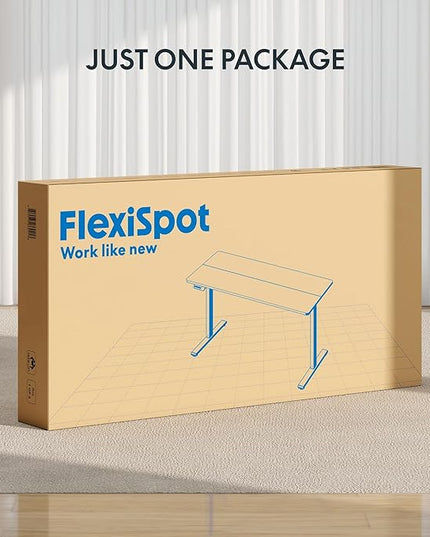 FLEXISPOT Standing Desk Electric Height Adjustable Desk with 48 x 24 Inches Splice Board, Ergonomic Memory Controller, Black Top + Black Frame