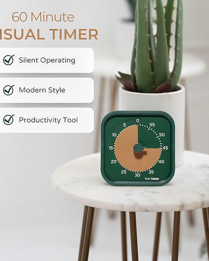 Time Timer MOD Home - Metallic Series - Individual Sized 60 Minute Visual Countdown Timer for ADHD, Adults, Students, and Pomodoro with Silent Operation (Metallic Forest)