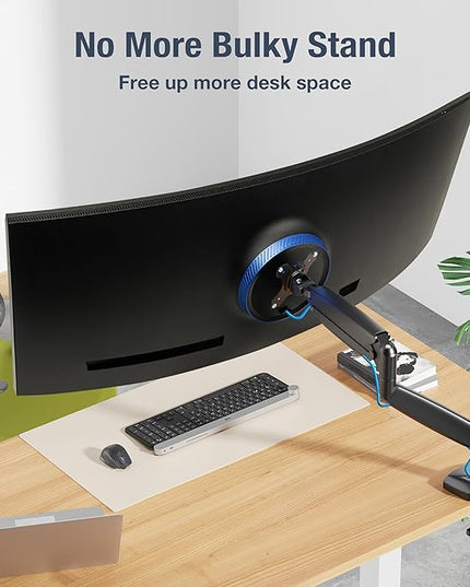 AVLT Single 17"-45" Monitor Arm Desk Mount Premium Mechanical Spring fits One Flat/Curved/Ultrawide Monitor Full Motion Height Swivel Tilt Rotation Adjustable, Black