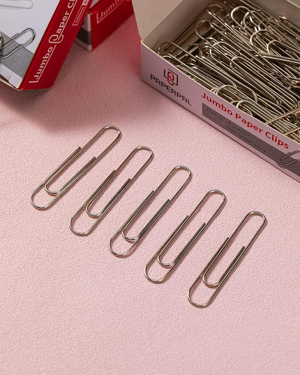 PAPERPAL Paperclips for Office School & Personal Use, Jumbo Smooth Paper Clip (2"), 1000 Large Paper Clips (10 Boxes of 100 Each), Silver