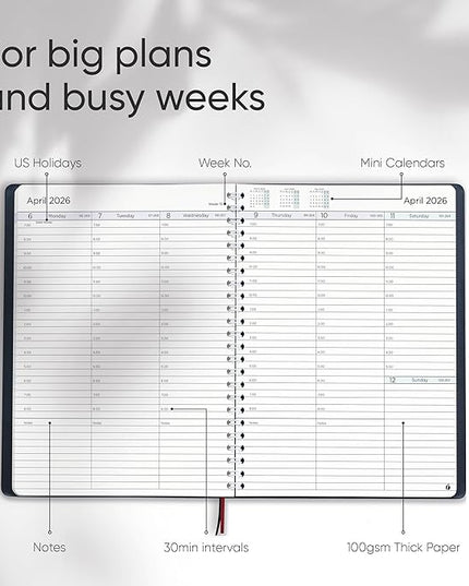 2026 Planner Weekly and Monthly – Hourly Appointment Book 2026 – Softcover, Twin-Wire Binding – Teacher Planner, Simple Design for Productivity – January 2026 to December 2026, 8.5 x 11