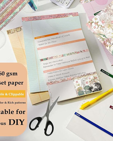 Scrapbook Paper,24 Sheets 6"x 6" Decorative Papers,Single-Sided Vivid Origami Decoupage Paper for Card Making,DIY Album, Hand Account & Travel Diary Craft Projects,Orchids and Cat