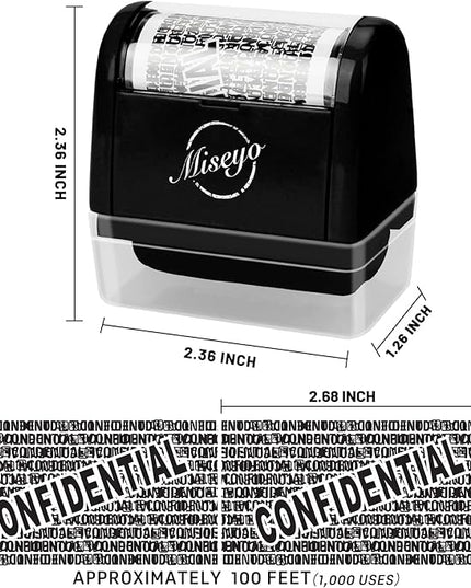 Miseyo Identity Theft Protection Roller Stamp Set - Black (3 Refill Ink Included)