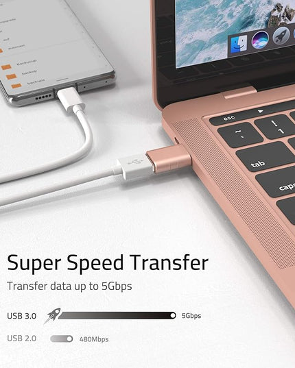 Syntech [2 Pack USB Male to USB3 Female Adapter Compatible with iPhone 17 Pro Max iMac iPad mini/Pro 2023 Pro MacBook Air 2024 and Other Type C Devices, Rose Gold