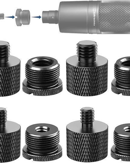 IXTECH Mic Stand Adapter Set 8 pieces Metal Microphone Stand Screw Thread Adapter 5/8 Female to 3/8 Male 3/8 Female to 5/8 Male 5/8 Female to 1/4 Male 1/4 Female to 5/8 Male Tripod Adapter ADP02A Blck