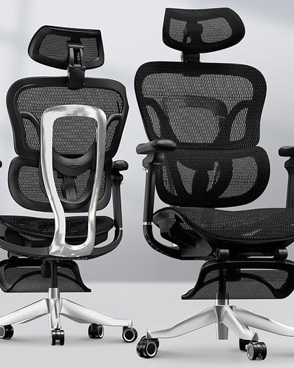 FLEXISPOT ErgoX Max Ergonomic Office Chair with footrest Black - Aluminum Alloy Frame & Base, 661 lb Capacity, 5D Armrests, 4D Adaptive Lumbar & 4D Headrest
