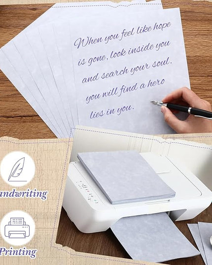 Epakh 200 Pcs Old Age Parchment Paper 8.5 x 11 Inch Standard Letter Vintage Colored Old Parchment Semblance Double Side Printing Paper (Light Purple)