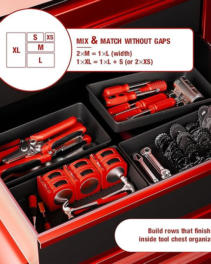 【48PCS & 5 Sizes】 Tool Box Organizer Tray, Toolbox Drawer Organizer with Non-Slip Pads, Desk Drawer Divider Set, Fits Rolling Tool Chest Cabinet for Garage & Workbench