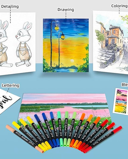 156 Colors Dual Tip Markers Brush Pens, Fine & Brush Tip Art Markers for Adult Coloring Book Drawing Calligraphy, Colored Pen Christmas Gifts Stocking Stuffers for Teen Art Supplies