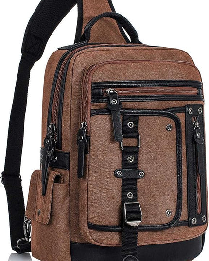 Schkleier Messenger Bag for Men Canvas Sling Bag Crossbody Backpack Laptop Shoulder Bag Hiking Daypacks Casual Tactical