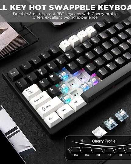 YUNZII AL80 Wireless Mechanical Keyboard,Full Aluminum CNC, Smart LCD Display,Hot Swappable Gasket Mount 75% Layout with Knob,BT/2.4G/USB-C,QMK/VIA Support for Win/Mac (Black, Gateron Zero Switch)