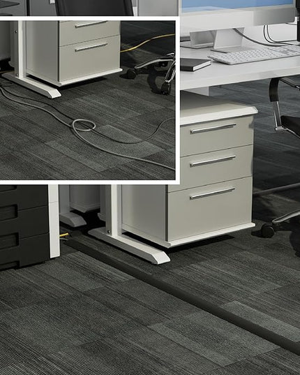 D-Line 6ft Floor Cord Cover, Cable Protector, Hide Extension Cords, Protect Cords, Prevent Cable Trips, Heavy Duty Cord Hider - Cable Cavity = 0.63" (W) x 0.31" (H) - Black