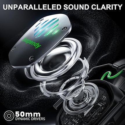 Wireless Gaming Headset for PS5, PS4, PC, Switch – 2.4GHz & Bluetooth Gaming Headphones with Mic, 3D Stereo Surround Sound, 20ms Low Latency, ENC Noise Canceling, RGB Light, 50H Battery
