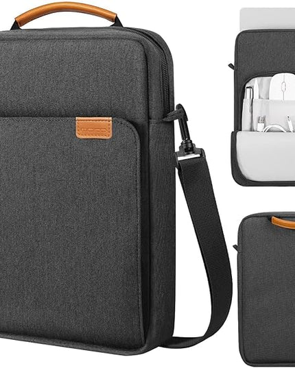 MoKo 15 Inch Laptop Sleeve Bag Fits MacBook Air 15" M2 2023, MacBook Pro 14" M2 2023, Galaxy Tab S9 Utra 14.6" 2023, Handle Carrying Case with Shoulder Strap, Black & Gray
