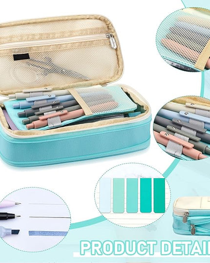 Sinload 60 Pcs Aesthetic Book Annotation Kit School Supplies Cute Pencil Case 12 Highlighter 5 Gel Pen 6 Mechanical Pencil 5 Magnetic Bookmark 1220 Pcs Sticky Note Tab Student Stationary(Mint Green)