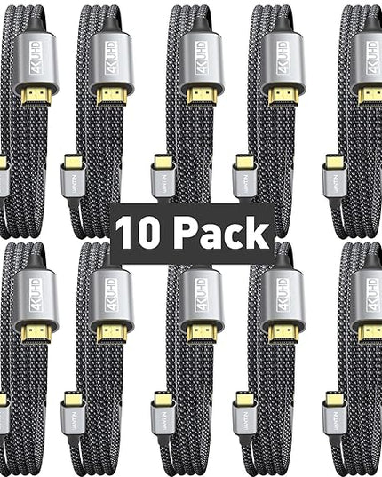 USB C to HDMI Cable 6ft [10 Pack] 4K USB 3.1 Type-C to HDMI Cord [Thunderbolt 3/4 Compatible] with MacBook Pro/Air,Galaxy S8 to S23,iPhone 15 Pro/Max,iPad Pro, iMac, Surface