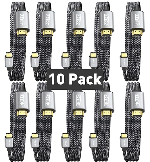 USB C to HDMI Cable 6ft [10 Pack] 4K USB 3.1 Type-C to HDMI Cord [Thunderbolt 3/4 Compatible] with MacBook Pro/Air,Galaxy S8 to S23,iPhone 15 Pro/Max,iPad Pro, iMac, Surface