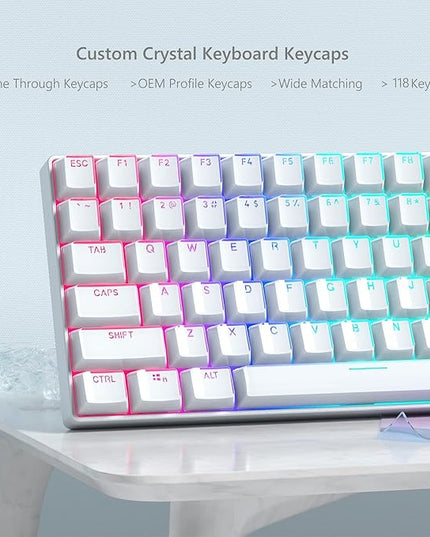 Womier Keycaps - Jelly Keycaps White 60 75 100 Percent, Crystal Shine Through Custom Key caps Set, 118 Keys OEM Profile for 61/68/84/87/98/100 Cherry Gateron MX Mechanical (Backlit White)