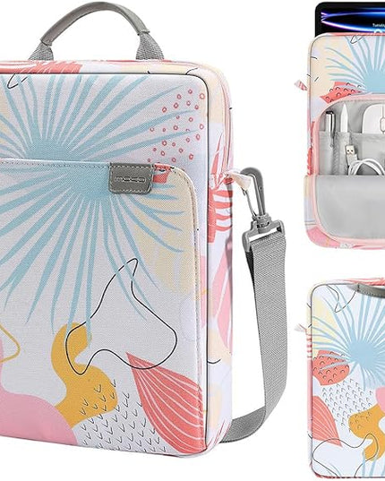 MoKo 9-11 Inch Tablet Sleeve Bag Handle Carrying Case with Shoulder Strap Fits 11inch iPad Air M3, iPad A16 2025, iPadPro M4/Air M2 5/4th 10.9, Tab S8/S9 11, Tropical Leaf