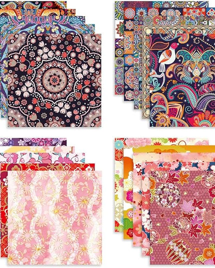 Origami Paper Kit 100 Sheets 70GSM 6 Inch Square Double Sided Color 100 Vivid Solid Colors for Hand Crafts Origami Paper Arts Creativity. Bohemian Blossom