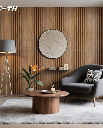 TO-TH Wood-Look Sound Panels, 4 Pack 47.2” x 23.6” Soundproof Wall Panels, Decorative Acoustic Panels,Wood Panels for Wall for Home, Office, Basement, Rustic Teak
