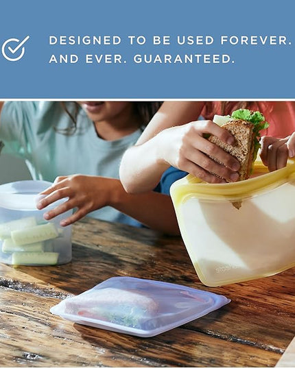 Stasher Premium Silicone Reusable Food Storage Bags, 4-Pack, Multi, Multi-Use Food Storage Bags, Lunch Bag, Travel Containers, BPA Free, Leak-free, Dishwasher-Safe, Eco-friendly