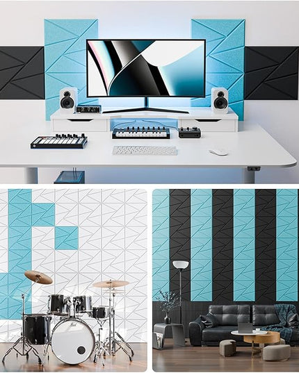 22 Pack Acoustic Panels with Self-Adhesive, 12"X 12"X 0.4"Sound Proof Foam Panels, Sound Panels High Density, Soundproof Wall Panels for Home Studio Office Aqua Blue