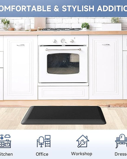 4/5 Inch Thick Kitchen Mats for Floor, StepRite Kitchen Rug for Standing Desk, Non-Slip, Thicker, Stain & Water Resistant, Comfort Anti Fatigue Floor Mat for Home, Kitchen, Office - Black,108 * 30''