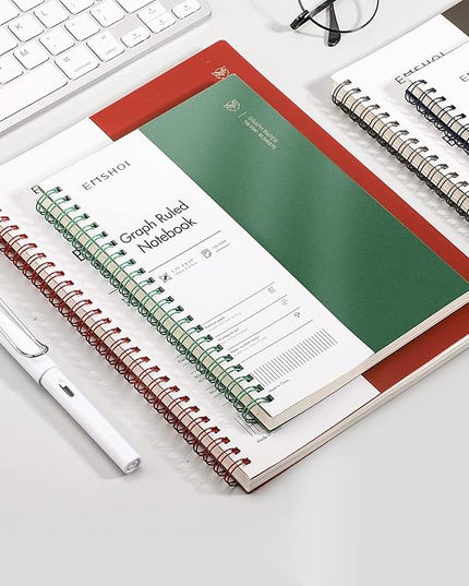 EMSHOI Graph Paper Spiral Notebook 7.48" x 10.15" - B5 Graph Paper Notebook, 2 Pack 320 Pages 100gsm Thick Grid Paper, Plastic Hardcover Journals for Writing Engineering Graphing Work School Supplies