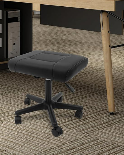 TFCFL Adjustable Height Foot Rest Stool with 5 Wheels, Footrest Stool Under Desk, Office Foot Chair with Soft Cushion, Ergonomic Footstool for Home, Office, Massage Parlors, Beauty Salons