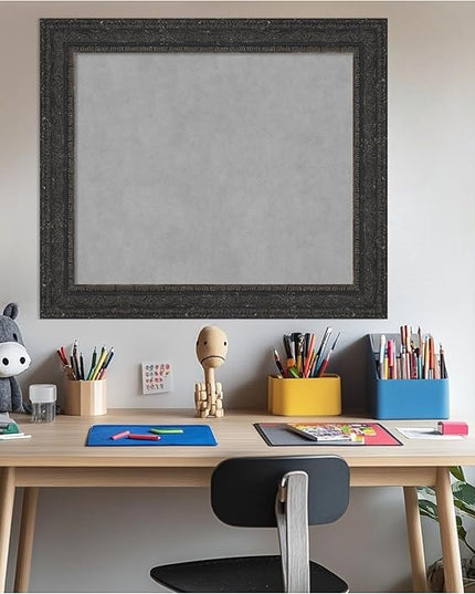 Amanti Art Black Framed Magnetic Board 25x29 Medium Vision Board for use with Magnets, 100% Metal Sheet to Display Items as Office Decor or for Home Organization in mudroom, Kitchen or Kids Room
